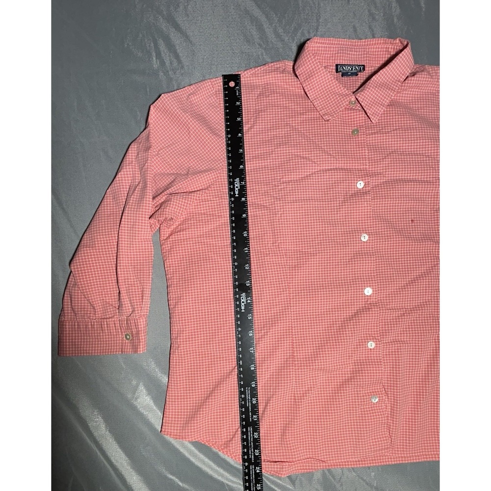 Lands' End button-down shirt Pink and white gingham/check Size 18 - Picture 4 of 9